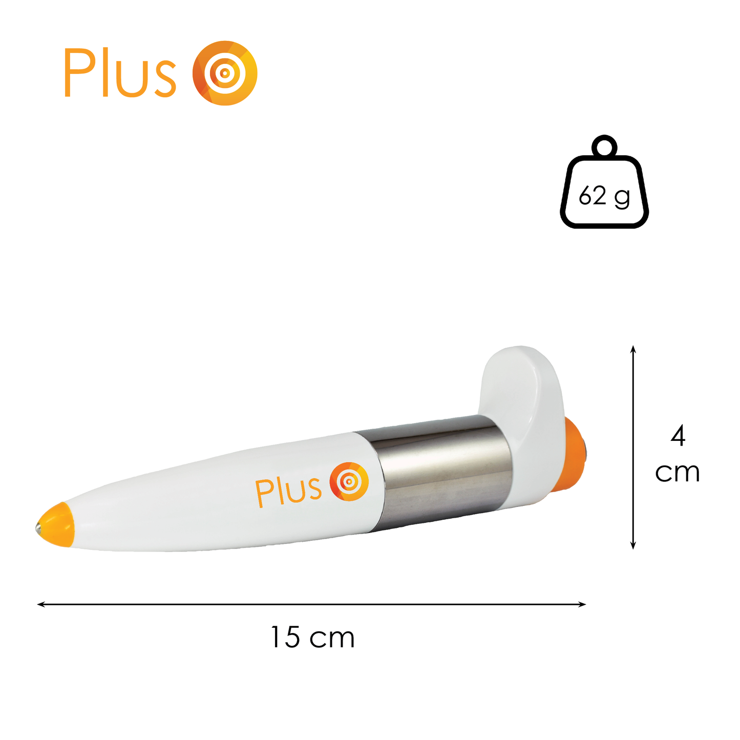 Taille de le stylo Paingone Plus: 4 cm en hauteur, 15 cm en longeur et 62 grammes en poids